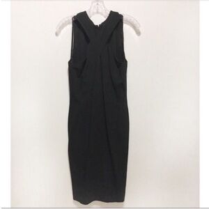 Worth New York dress black crossover career midi